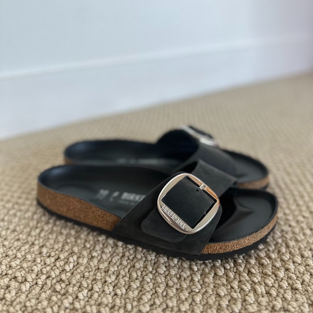 Birkenstock Madrid Big Buckle Sandals  - Black, Size EU38